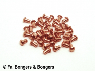 50 stuks koperen bolkop klinknageltjes 2x3 mm