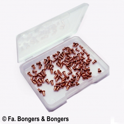 Doosje met 100 stuks koperen bolkop klinknageltjes 2x3 mm
