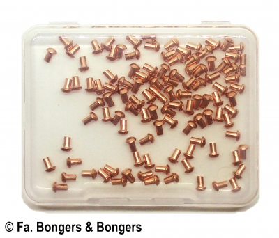 Doosje met 100 stuks koperen bolkop klinknageltjes 2x3 mm
