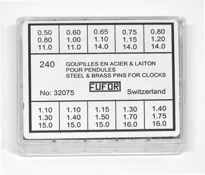 240 stuks conische voorsteekstiften, staal / messing. 