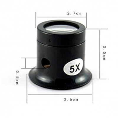 2 stuks oogklemloupen, 1 loupe 5x en 1 loupe 10 x.