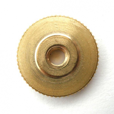 Gekartelde moer - MESSING voor vouw-, banjo- of harpslinger Ø 12 mm