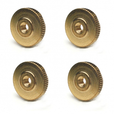 Gekartelde moer - MESSING voor vouw-, banjo- of harpslinger Ø 16 mm