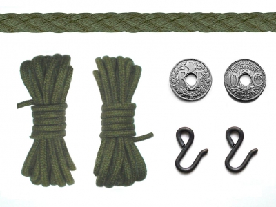 4,40 m. Origineel gevlochten Comtoise touw - GROEN - 3 mm. CPL.