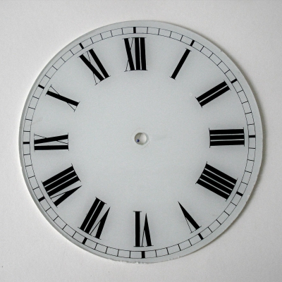 Wijzerplaat, achterglasschildering, Ø 24,5 cm.