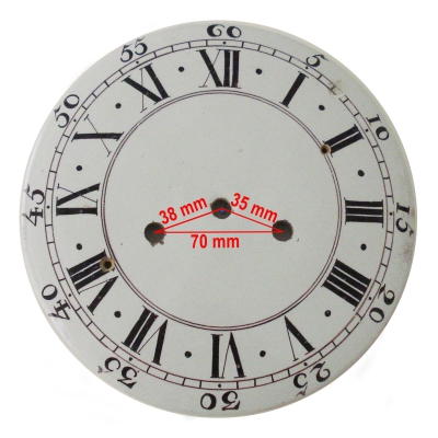 Faïence wijzerplaat. Diameter 22 cm