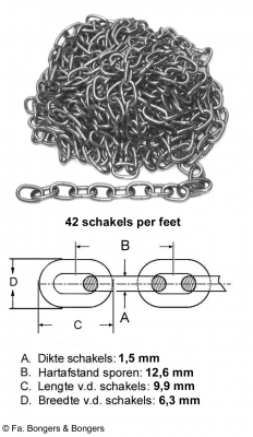 Klokketting voor lantaarnklokken en Engelse staande klokken 42 schakels...