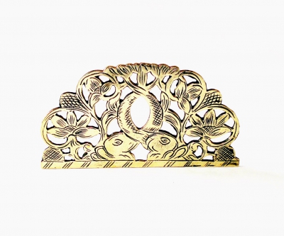 Antiek gegoten messing belhek.