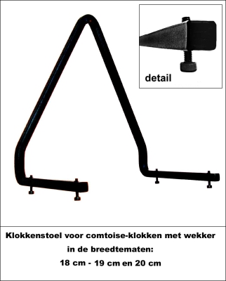 Klokkenstoelen breed 18-19-20 cm voor comtoise-klokken met wekker.