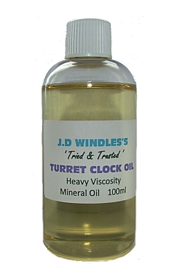 100 ml. J.D. Windles’s Turret Klokolie. Viscositeit: hoog.