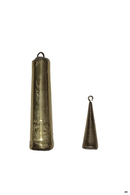 203 - Antiek stel wekkergewichten voor Friese klok. 372 gr. / ca. 46 gr.