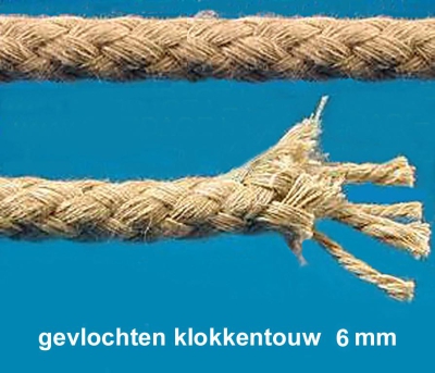  Luxe gevlochten - ECHT VLASKOORD - klokkentouw 6 mm, kleur naturel.