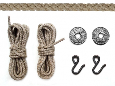4,40 m. Origineel gevlochten Comtoise touw - NATUREL - 3 mm. CPL
