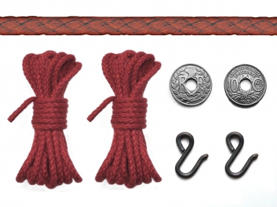 4,40 m. Origineel gevlochten Comtoise touw – ROOD - 3 mm. CPL.