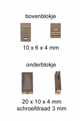 Bovenblokje en onderblokje voor slingerveer friese staartklok