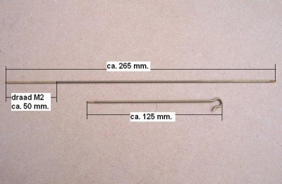 Slingerstaaf met schroefdraad M2 voor friese stoelklok