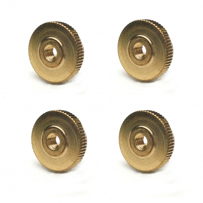 Gekartelde moer - MESSING voor vouw-, banjo- of harpslinger Ø 12 mm.