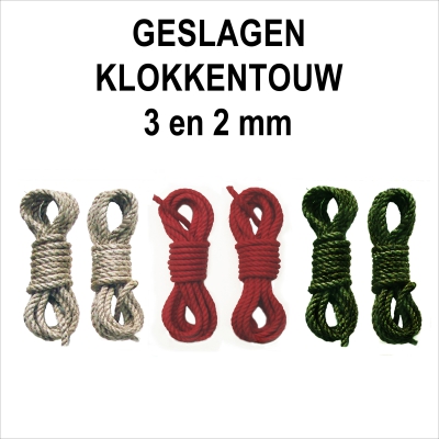 Geslagen touw  3 en 2  mm.