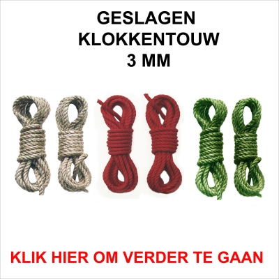 Geslagen klokkentouw  3 mm.