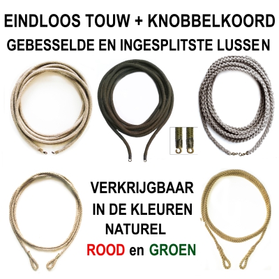 Eindloos koord -knobbelkoord-gebesselde en gesplitste lussen   